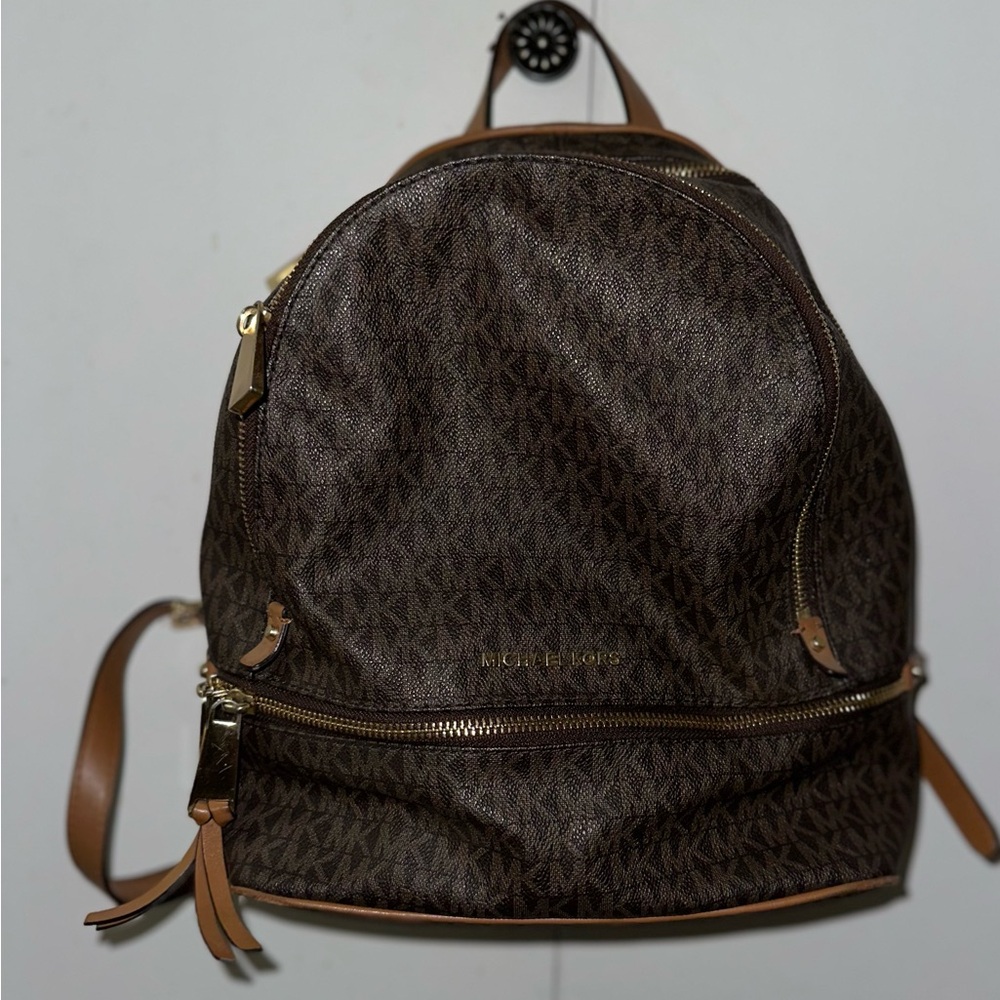 Michael Kors Dark Brown Backpack with Gold Details